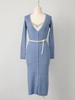 レイヤードリブニットワンピ/BLUE