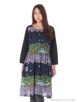 ふゆの花畑プリントワンピース/ベージュ