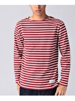 エルボーパッチボーダー長袖Tシャツ/ブルー(992)