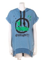 カットデニムパーカプル/サックス