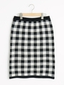 チェック柄ニットスカート/オフ／柄