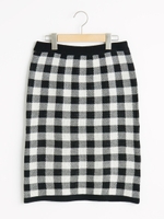 チェック柄ニットスカート/オフ／柄