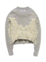 バイカラーレース柄ジャガードセーター/NVY