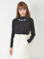 ビジューボトルネックTOPS/グレー