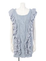 フリル×ケイブルノースリニットワンピース/ナチュラル