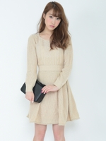 フレアニットワンピース/ベージュ