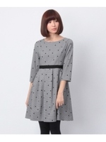 花フロッキーチェックワンピース/ブラック(219)