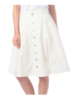 前ボタンコットンフレアスカート/サンドベージュ(053)