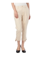 綿サテン裾リボンクロップドパンツ/ベージュ(052)