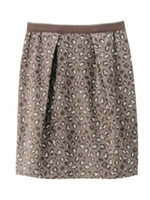 [L]レオパードジャカードソフトコクーンスカート/ベージュ系(454)