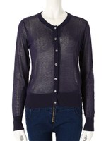 【ECURY】ビジューサマーニットカーディガン/ネイビー