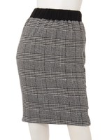 グレンチェックカットタイトスカート/ブラック