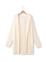 ケーブル編みロングカーディガン/ホワイト(002)