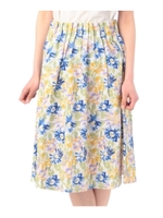 タックギャザー花柄スカート/ライトグリーン(221)