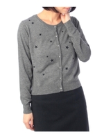 ビジュー使いスター刺しゅうニットカーディガン/ライトブルー(091)