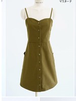 フロントボタンディテールワンピース/マスタード