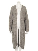 ミックスニットロングカーディガン/GRY