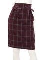【an another angelus】ダブルレースアップチェックタイトスカート/BORDEAUX