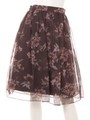 オーガンジーフラワープリントスカート/ボルドー