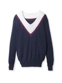 カラーバイVネックプルオーバー/ブルー系(094)