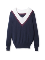 カラーバイVネックプルオーバー/ブルー系(094)