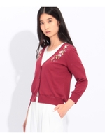 グラデーションフラワーカーディガン/ボルドー(064)