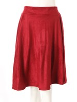 スウェードフレアミディスカート/ブラック