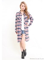 ネルチェックロングシャツ/オフホワイト