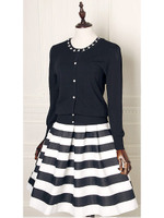 ボーダーフレアースカート/ブラック×ホワイト