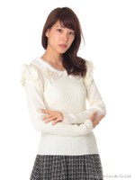 エンジェル衿ニット/ピンク