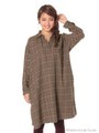 スキッパーチェックワンピース/Brown