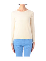 ストライプ編みクルーネックニット/レモンイエロー(031)