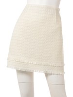 ツイードチェック柄フリンジスカート/ネイビー