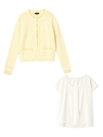 ノーカラージャケット風カーディガンSET/イエロー(432)