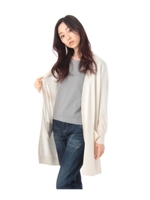 ノーボタンロング丈ニットカーディガン/ライトベージュ(051)