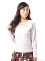 パール花リボンニットPO　2/ミント