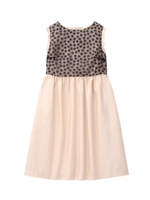 フラワー柄シースルー切り替えワンピース/ライトベージュ(051)