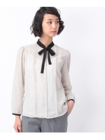 フロッキードットボウタイシャツ/ライトベージュ(151)