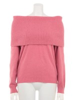 衿取り外しゆったりニット/濃ピンク