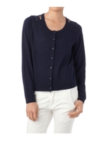 肩レースボーダーニットカーディガン/ネイビー(093)