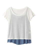 透かしボーダーカットソー+キャミソールSET/ライトブルー(591)