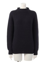 【Casual】肩畔ハイネックニット/ネイビー