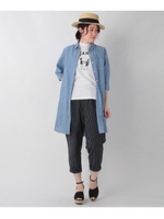 イージークロップドストライプテーパードパンツ/ネイビー(393)