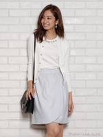 ウールドビーバックリボンタイトスカート/ライトベージュ