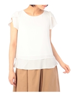 シフォンジョーゼットバックシャンブラウス/サックス(090)