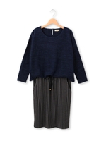 ドッキングストライプワンピース/ネイビー(593)