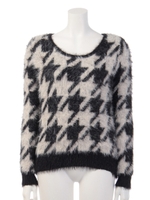 ハンドトゥースシャギーニットTOP/WHT
