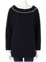 ビジューラウンドキルティングチュニック/ネイビー