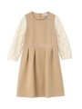 レース切り替えサテンワンピース/ベージュ(052)