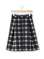 ロービングヤーン千鳥柄スカート/ネイビー(293)